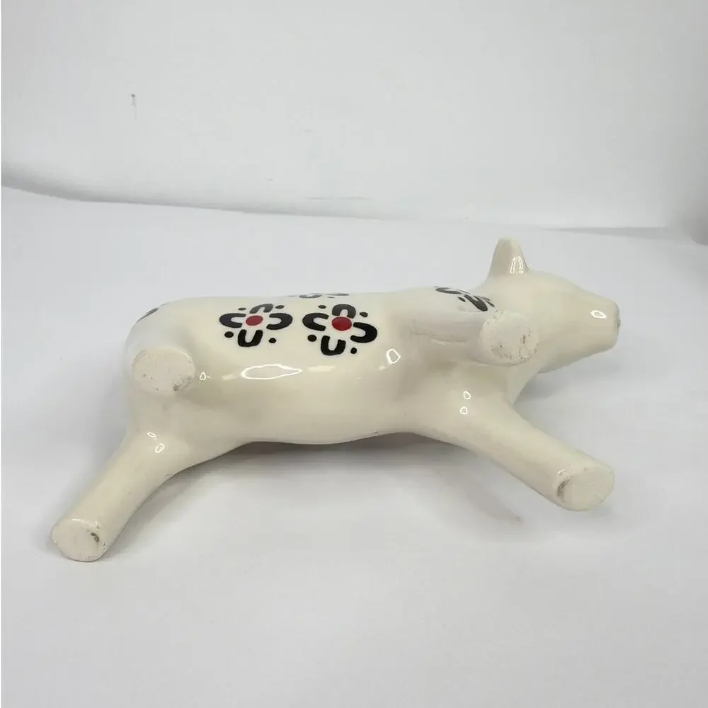 Ceramic Cow Creamer pitcher white floral pattern